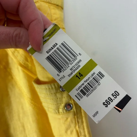 INC International Concepts Yellow Wide Leg Pants with Drawstring Waist - Picture 6 of 9